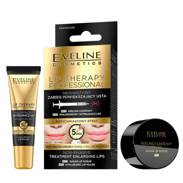 Eveline Lip Therapy Professional Lips Enlarging Treatment Sugar Peeling 7ml + Hyaluronic Lip Filler 12ml
