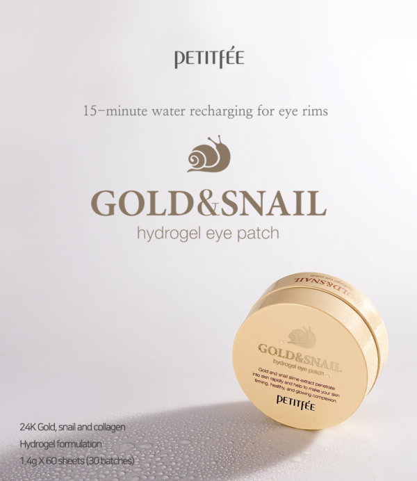 Petitfee Μάσκα Ματιών Patches Gold & Snail (Συσκευασία 60 Τεμαχίων)