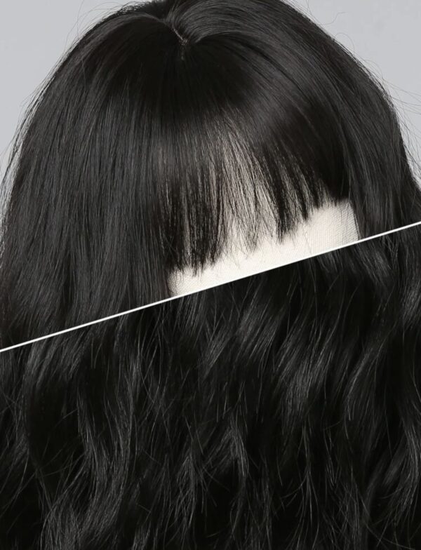 Μακριά συνθετική περούκα Μαύρο χρώμα