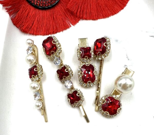 Allison Pearl Clip Set of 5 (red)