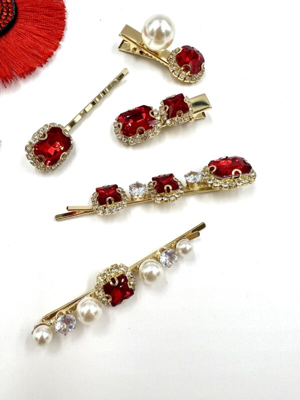 Allison Pearl Clip Set of 5 (red)