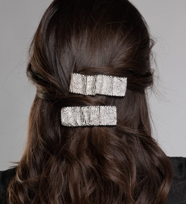 Strass Wave Hair Clips (silver)